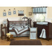 Blue and Chocolate Hotel Baby 9 Piece Crib Bedding Set
