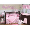 Pink Chenille and Satin 9 Piece Crib Bedding Set