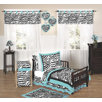 Zebra Turquoise Collection 5pc Toddler Bedding Set 