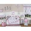 Pink, Black and White Princess 9 Piece Crib Bedding Set