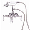 Tub Faucet with Hand Shower and Hot & Cold Porcelain Lever Handles