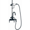 Wall Mount Volume Control Tub and Shower Faucet with Gooseneck Spout, Handshower and Metal Lever Handles