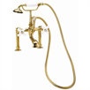 Rim Mount Tub Faucet with Hand Shower and Porcelain Cross Handles