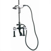 Rim Mount Tub Faucet for Shower System with Hand Shower and Porcelain Cross Handles