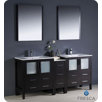 Torino 72" Modern Double Sink Bathroom Vanity with Side Cabinet and Undermount Sinks
