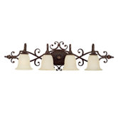 Manchester Four Light Bath Vanity in Chesterfield Brown