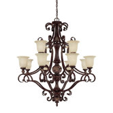 Manchester 12 Light Chandelier with Scavo Glass