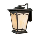 Dakota One Light Outdoor Wall Lantern with Honey Glass Shade in Burnished Bronze