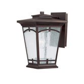 Dakota One Light Outdoor Wall Lantern with Seeded Glass Shade in Burnished Bronze