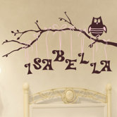 Personalized Owl on Branch Wall Decal