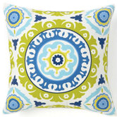 Suzani Henna Cotton Square Pillow in Blue