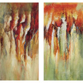 Contemporary Rain by Unknown Contemporary Art (Set of 2) - 40" x 20" - 9611