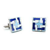 Locked Squares Cufflinks in Sky Blue