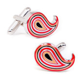 Layered Paisley Cufflinks in Red