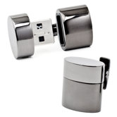 Gunmetal Oval USB Cufflinks (4GB)