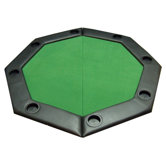 Padded Octagon Folding Poker Table Top with Cup Holders in Green
