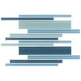 Glass Reflections 11 1/2" x 15 1/2" Glossy Random Interlocking Accent Blend in Winter Blues