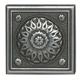 Metal Ages 2" x 2" Baroque Glazed Decorative Tile Insert in Polished Pewter