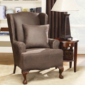 Stretch Leather Wing Chair Slipcover