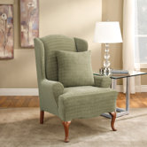 Stretch Squares Wing Chair Slipcover