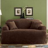 Soft Suede Loveseat T-Cushion Slipcover