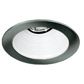 4" Baffle with Brushed Aluminum Trim Ring in White