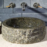 16" Circular Vessel Sink with Broken Edge in Cafe Blanc Travertine