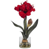 Amaryllis Silk Plant with Round Vase