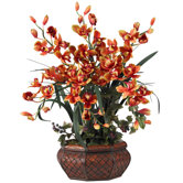 Large Cymbidium Silk Flower Arrangement in Burgundy