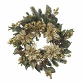 24"  Golden Poinsettia Wreath