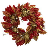 24" Burgundy & Gold Artichoke Wreath