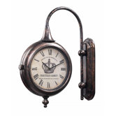 Antique Double Sided Wall Clock in Bute Bronze