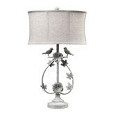 Two Birds Iron Table Lamp in Antique White