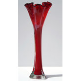 Hand Blown Tall Vase in Red