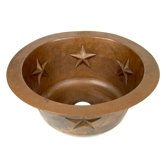 Round Texas Star Embossed Copper Bar Sink
