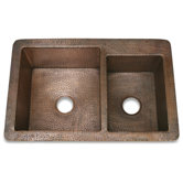 36" x 22" x 10" Hammered Copper 60/40 Kitchen Sink