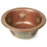 Round Copper Prep Sink with Grape Relief