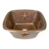 Square Texas Star Embossed Copper Bar Sink