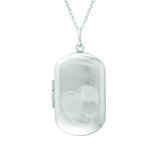 Rectangle Shaped Locket with Hearts in Silver