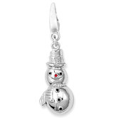 Sterling Silver Snow Man with Enamel Charm