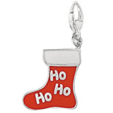 Sterling Silver Enamel Ho Ho Ho Christmas Stocking Charm