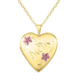 "Mom" and Flower Heart-Shaped Locket Necklace