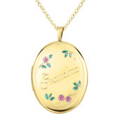Flowers "Grandma" Oval Locket Necklace
