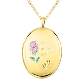 Rose "Love" Oval Locket Necklace