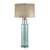 Recycled Glass Cylindrical Table Lamp in Blue