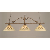 3 Light Wrought Iron Rope Kitchen Island Pendant