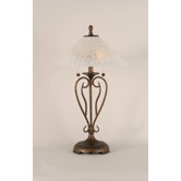 Olde Iron Table Lamp with Bubble Glass Shade