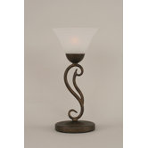 Olde Iron 2 Bulb Mini Table Lamp with White Marble Glass Shade