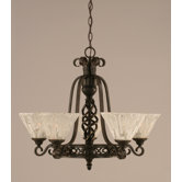 Elegant&eacute; 5 Light Up Chandelier with Glass