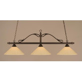 3 Light Wrought Iron Rope Kitchen Island Pendant